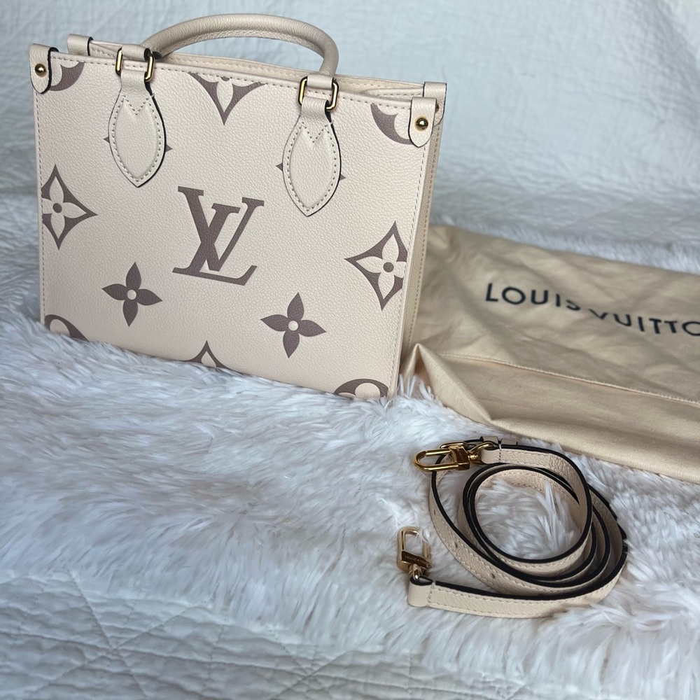 Louis Vuitton OnTheGo PM in Creme/ Bois De Rose Empreinte Monogram Leather